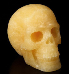 2.4" Beeswax Jade Carved Crystal Skull, Realistic