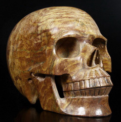Lifesized 7.3" Mongolian Banded Jasper Carved Crystal Skull, Realistic
