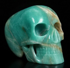 HUGE 5.0" Chinese Amazonite Carved Mitchell-Hedges Crystal Skull Replica, Skull of Doom