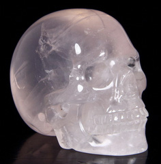 2.3" Rose Quartz Carved Crystal Skull, Realistic