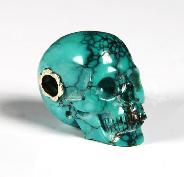 Gemstone 1.0" Turquoise Carved Crystal Skull Pendant with Sterling Silver