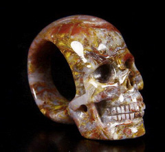 Gemstone Size 10 1/2, Pietersite Carved Crystal Skull Ring