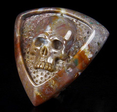 Indian Agate Carved Crystal Skull Buckle