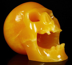 HUGE 5.0" Beeswax Jade Carved Crystal Screaming Skull
