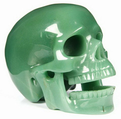 HUGE 5.2" Green Aventurine Carved Crystal Singing Skull