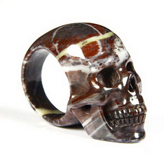 Size 10, Chinese Bloodstone Carved Crystal Skull Ring