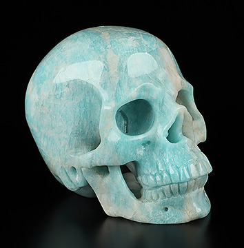 Gemstone 2.7" Amazonite Carved Crystal Skull, Super Realistic