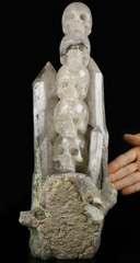 15.0" Quartz Rock Crystal Carved Crystal Skulls, Point