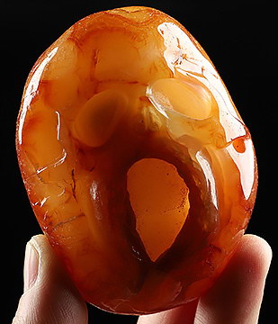 Gemstone Geode 3.1" Carnelian Carved Crystal Skull, Crystal Healing