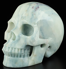 Huge 5.0" Royal Dumortierite Carved Crystal Skull, Realistic, Crystal Healing