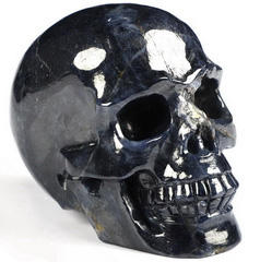 Gemstone 2.1" Sapphire Corundum Carved Crystal Skull, Realistic, Crystal Healing