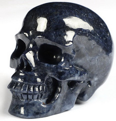 Gemstone 2.1" Sapphire Corundum Carved Crystal Skull, Realistic, Crystal Healing