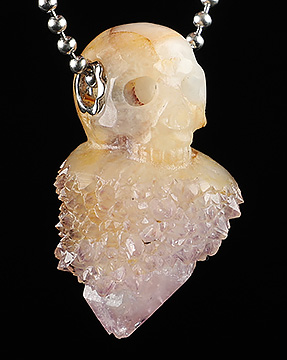 Gemstone 1.3" Ametrine Carved Crystal Skull Pendant, Crystal Healing