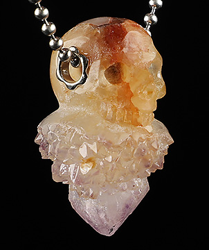 Gemstone 1.2" Ametrine Carved Crystal Skull Pendant, Crystal Healing