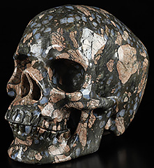 Huge 5.1" Que Sera Stone Llanite Carved Crystal Skull,Super Realistic, Crystal Healing