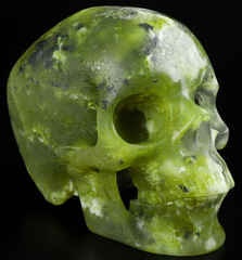 Huge 5.1" Serpentine Marble Carved Crystal Skull,Super Realistic, Crystal Healing