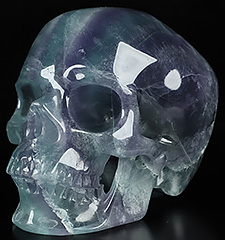 Huge 5.2" Fluorite Carved Crystal Skull,Super Realistic, Crystal Healing
