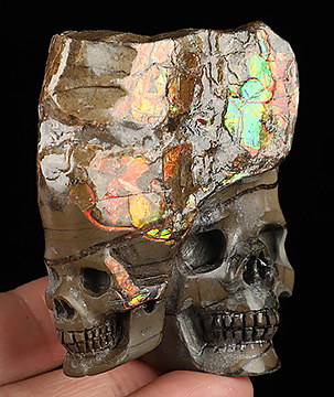 Gemstone 2.8" Ammolite Carved Crystal Skull, Crystal Healing
