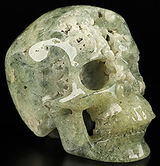 GEMSTONE Huge 5.1" Prehnite Carved Crystal Skull,Super Realistic, Crystal Healing