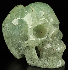 GEMSTONE Huge 5.1" Prehnite Carved Crystal Skull,Super Realistic, Crystal Healing