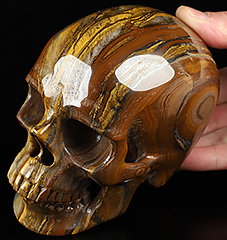HUGE 5.2" Tiger Iron Eye Carved Crystal Skull,Super Realistic, Crystal Healing