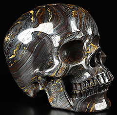 Huge 5.0" Colorful Tiger Iron Eye Carved Crystal Skull,Super Realistic, Crystal Healing