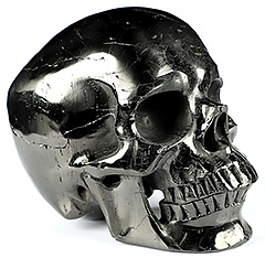 Huge 5.1" Jet Carved Crystal Skull,Super Realistic, Crystal Healing