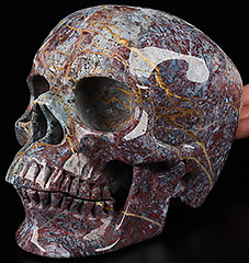 Gemstone Lifesized 6.9" Red Moss Agate Carved Crystal Skull,Super Realistic, Crystal Healing