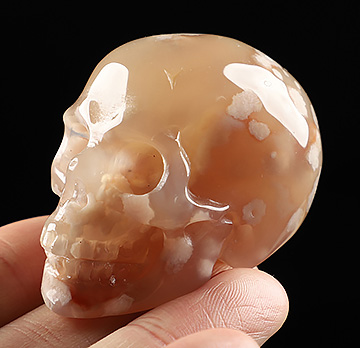 2.0" Sakura Agate Carved Crystal Skull, Realistic, Crystal Healing