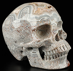 GEODE Huge 5.2" Crazy Lace Agate Carved Crystal Skull,Super Realistic, Crystal Healing