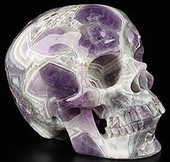 Huge 5.2" Dream Chevron Amethyst Carved Crystal Skull,Super Realistic, Crystal Healing