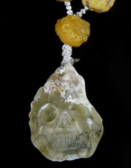 Necklace of Gobi Agate Carved Crystal Skull Pendant