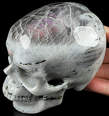 Huge 5.1" Labradorite Carved Crystal Skull,Super Realistic, Crystal Healing