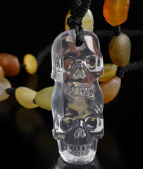 Gemstone Inside Diameter (445mm) Milk Quartz & Gobi Agate Carved Crystal Skull Pendant, Crystal Healing