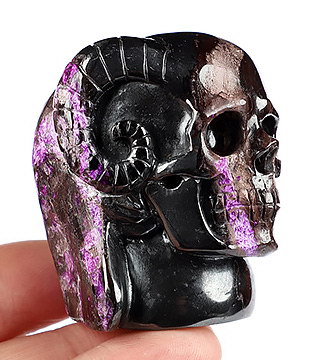 2.0" Sugilite Carved Crystal Horned Skull, Crystal Healing