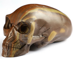 3.9" Australian Print Stone Carved Elongated Mayan Alien Crystal Skull, Kingdom of Crystal Skulls