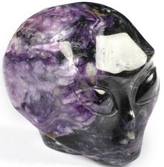 Gemstone 2.0" Russian Charoite Crystal Skull Companion Star Being Female Alien,Reiki Healing Stone Statue
