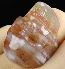 Ring Inside Diameter8(18 mm) Agate Carved Crystal Skull Ring, Crystal Healing