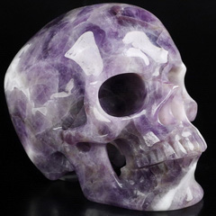 Huge 5.3" Dream Chevron Amethyst Carved Crystal Skull,Super Realistic, Crystal Healing