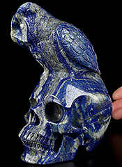 Gemstone 6.5" Lapis Lazuli Carved Crystal Skull & Own Sculpture, Crystal Healing