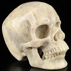 Gemstone 5.1" Moonstone with Sunstone Carved Crystal Skull,Super Realistic, Crystal Healing
