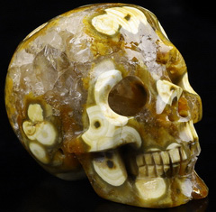 RARE 1.7" Ocean Jasper Carved Crystal Skull,Realistic, Crystal Healing