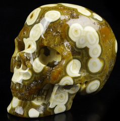 RARE 2.0" Ocean Jasper Carved Crystal Skull,Realistic, Crystal Healing