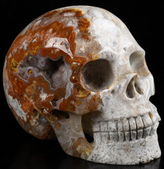 Gemstone 4.1" Red Crazy Lace Agate Carved Crystal Skull,Realistic, Crystal Healing