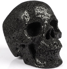 Gemstone 5.2" Hot Lava Stone Carved Crystal Skull,Super Realistic, Crystal Healing