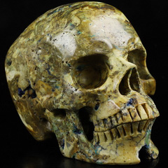 Gemstone 5.1" Azurite & malachite Carved Crystal Skull,Super Realistic, Crystal Healing