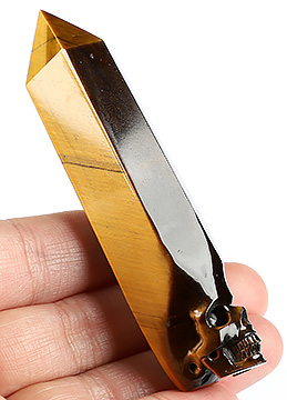 3.7" Gold Tiger's Eye Carved Crystal Skull Point, Crystal Healing