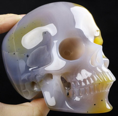 4.0" Premium Brazilian Agate Carved Crystal Skull,Super Realistic, Crystal Healing