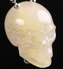 1.2" Premium Brazilian Agate Carved Crystal Skull Pendant with 925 Sterling Silver Chain, Crystal Healing