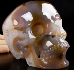 6.1" Premium Brazilian Agate Carved Crystal Skull,Super Realistic, Crystal Healing